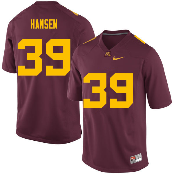 Men #39 Trey Hansen Minnesota Golden Gophers College Football Jerseys Sale-Maroon